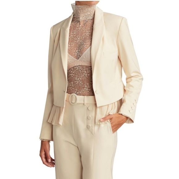 JONATHAN SIMKHAI Claired Pleated Hem Cropped Blazer - Picture 1 of 10